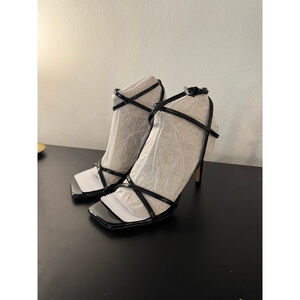Women's Calvin Klein Black Strappy Square Toe Heels Size 8.5